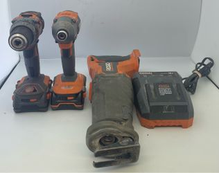 Ridgid set (Impact Wrench,Drill,Sawzall, Charger and 2 Batteries