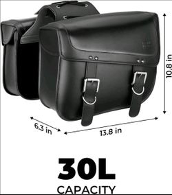 30L PU Leather Motorcycle Saddlebags Luggage Bag for Sportster Softail Dyna