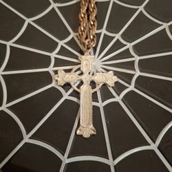 Large Silver Cross  Necklace 