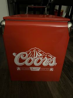 Coors Banquet metal cooler / ice box with bottle opener on side