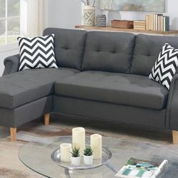 Gray Sectional Sofa With Accent Pillows 