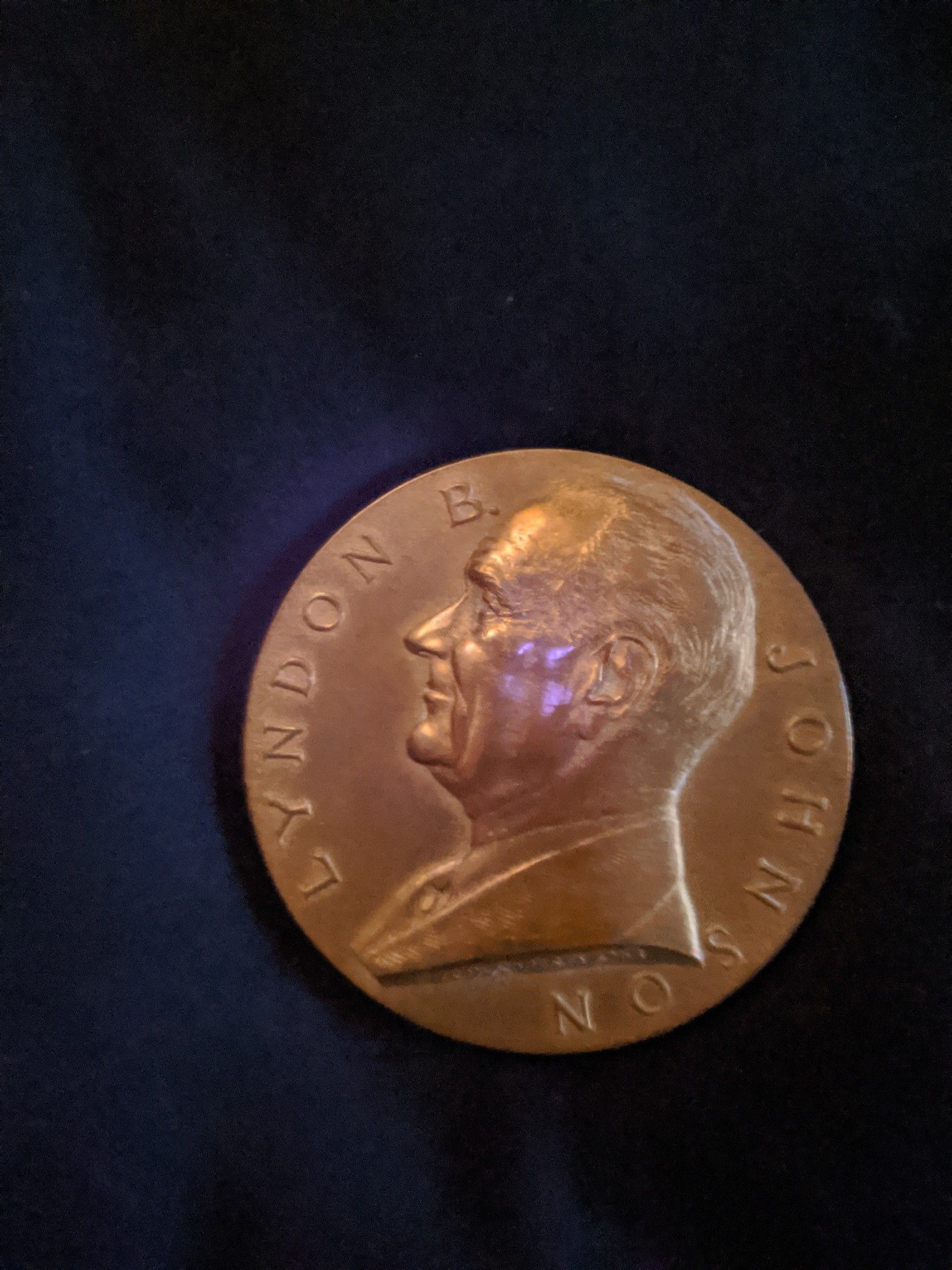 1963 Lyndon B. Johnson Medal.. Huge medallion Inauguration Bronze