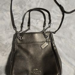 Coach black leather shoulder bag