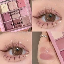 9 Shade Eyeshadow Palette Rose Gold Matte Shimmer Waterproof Buildable Color