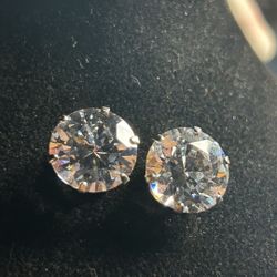 Sterling Silver Giant Cubic Zirconia Round Cut Earrings