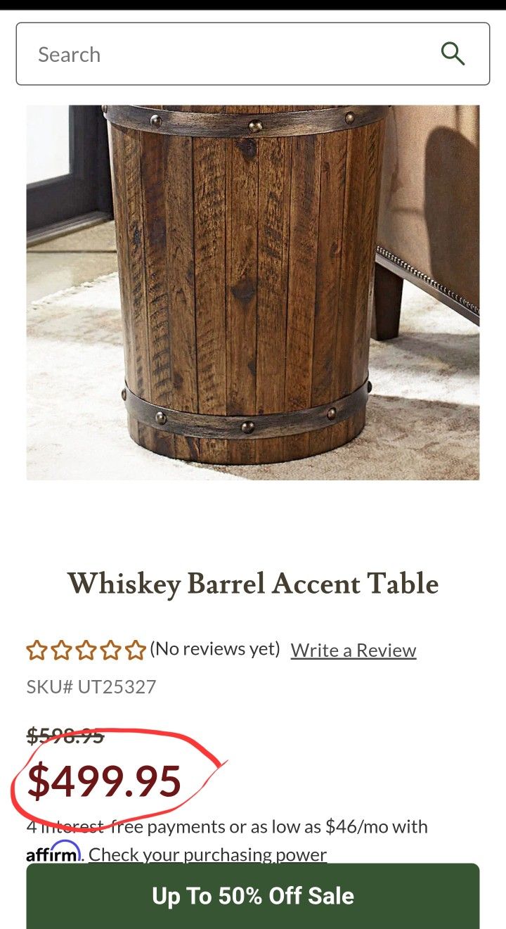 Whiskey Barrel Accent Table set