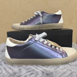 Shu Shop Mia Teal Star Sneakers Shoes Gray Leather Size 9 New