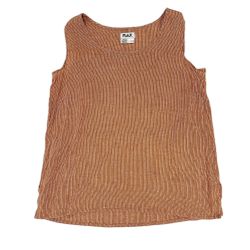 Flax Linen Tunic Tank Size 2G Sleeveless Lagenlook Fine Striped Top Brown Nude   This Flax Linen Tunic Tank is a fine addition to your wardrobe. It fe