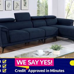 FINANCE TODAY! - Navy Contemporary Sectional Mid Century Style Couch Sofa Sectional