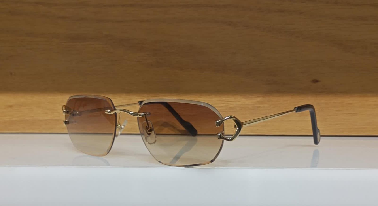 Cartier Luxury Square Rimless Shades – Gold Frame