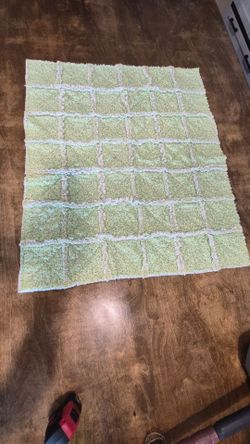 Handmade Green Rag Quilted Baby Blanket