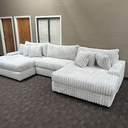 Big Soft White Cream Sectional Couch