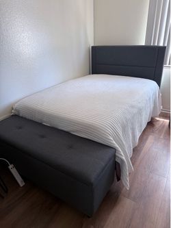 Modern Full Bed w/ Storage Bench + Headboard + Mattress (2 Available)