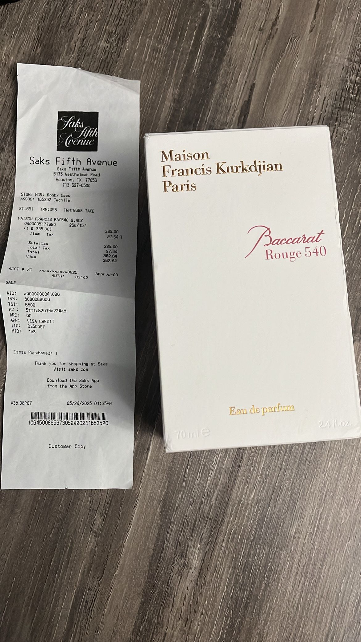 Baccarat Rouge 540 β BRAND NEW, SEALED + Receipt | Luxury Perfume