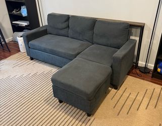 79 Inch Convertible Sectional Sofa Couch with Moveable Ottoman