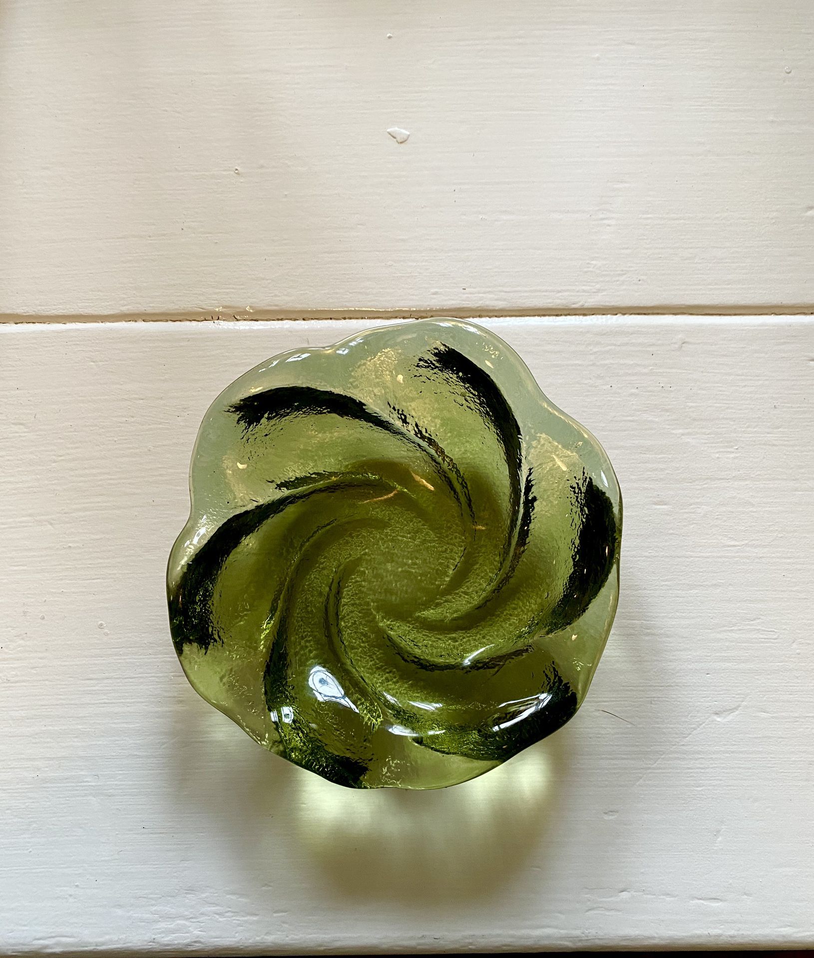 Fenton Colonial Green Swirl - Trinket Dish - Art Glass - Gorgeous - Mint Vintage Condition Mid-Century Modern 