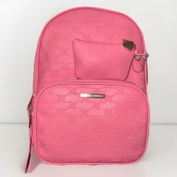 Juicy Couture Backpack + Mini Coin Purse Logo Wordplay Bag Pink Tonal Full  Size