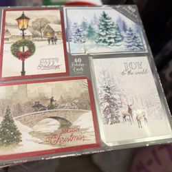 40 Holiday Christmas Greeting Cards with Matching Self-Seal Envelopes