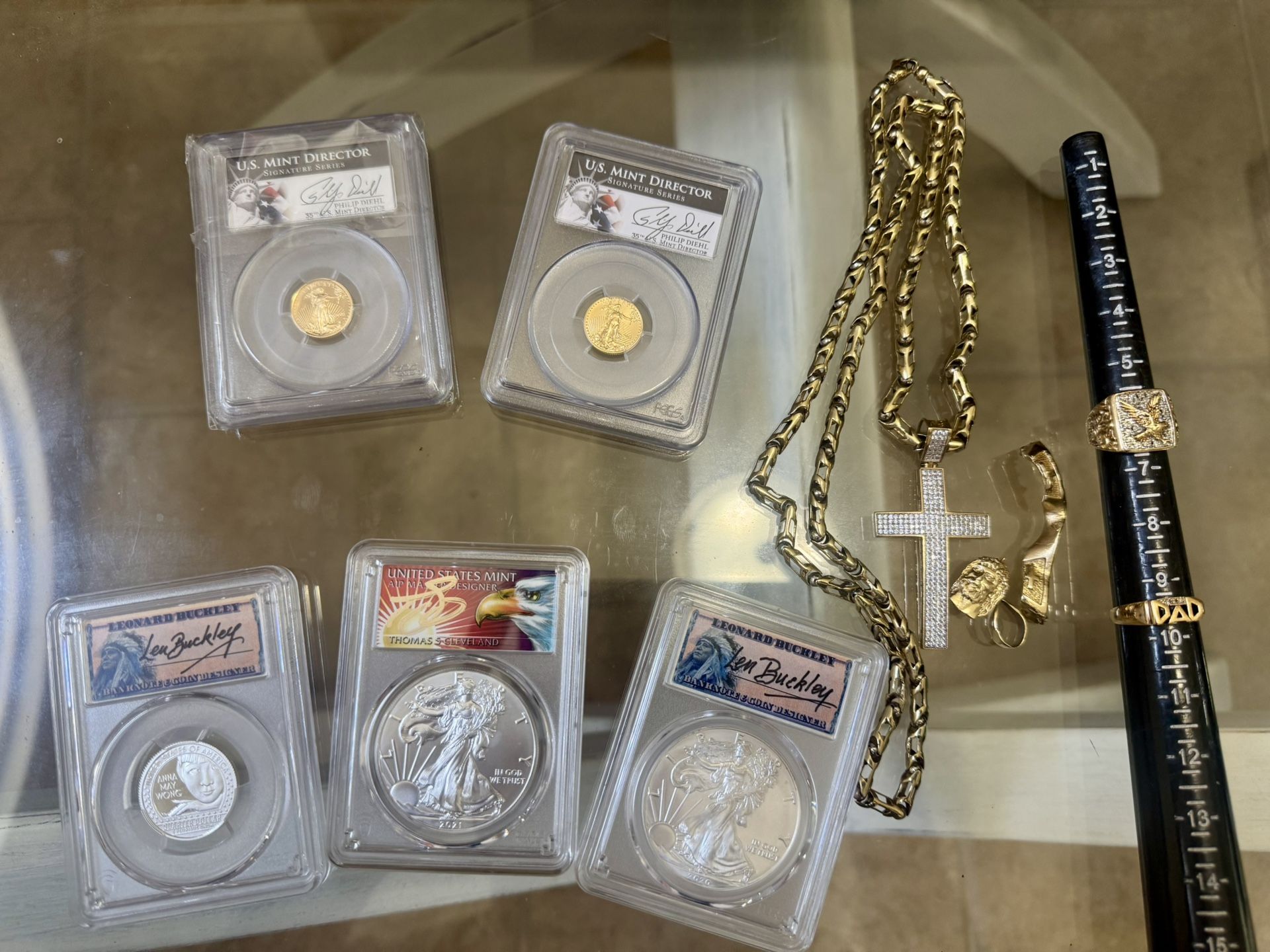 Gold, Diamond Rings And Coin Lot