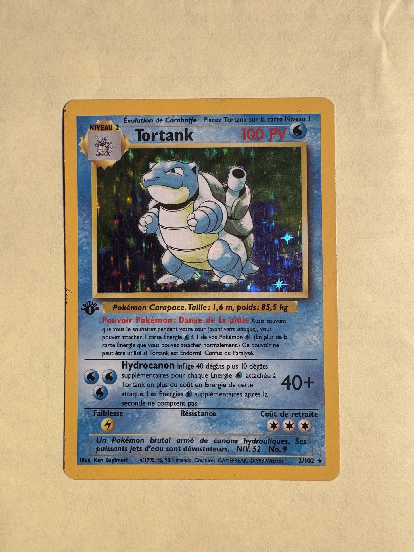 Pokemon FRENCH Blastoise (Tortank) 2/102 Base Set Unlimited Holofoil LP