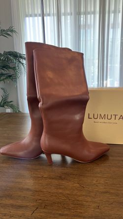 NIB LUMUTA Brown Knee-High Slouch Boots - Size 8.5 (New in Box)