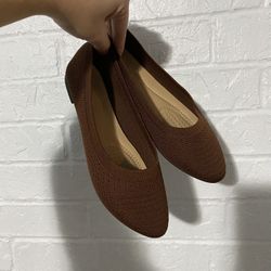 Brown Knit Flats