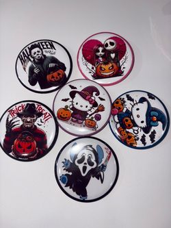 Halloween Horror Character Pin Buttons - Size: 2.25/58mm