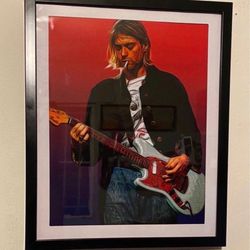 Kurt Cobain custom Art Piece in black frame