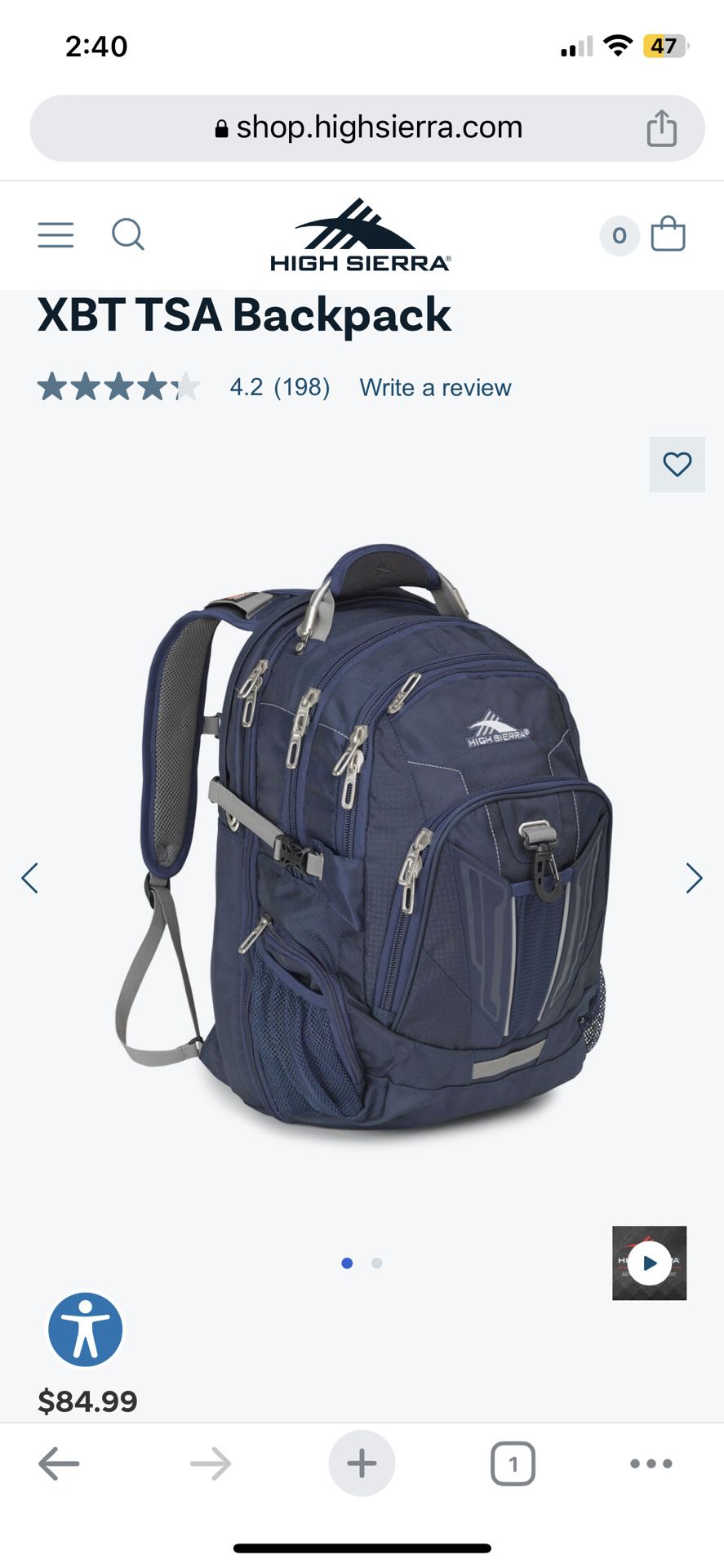 High Sierra Xbt Tsa Backpack