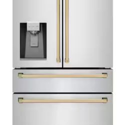 Autograph Edition 36 in. 4-Door French Door Refrigerator with Ice & Water Dispenser in Stainless Steel & Polished Gold