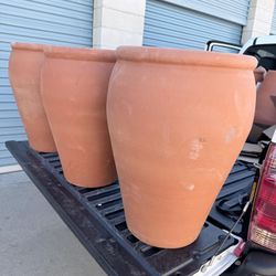 Taller Urns 25” Tall $70each Clay Planters 