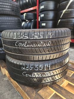 235 55R 19 USED TIRES CONTINENTAL 2355519 USED TIRES (PAIR) MOUNT BALANCE INCLUDED