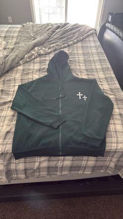 Basic Green Hoodie With Crosses on It