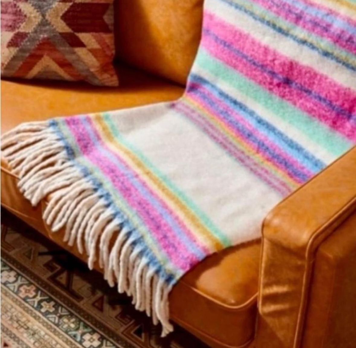 Free people skye fringe rainbow blanket