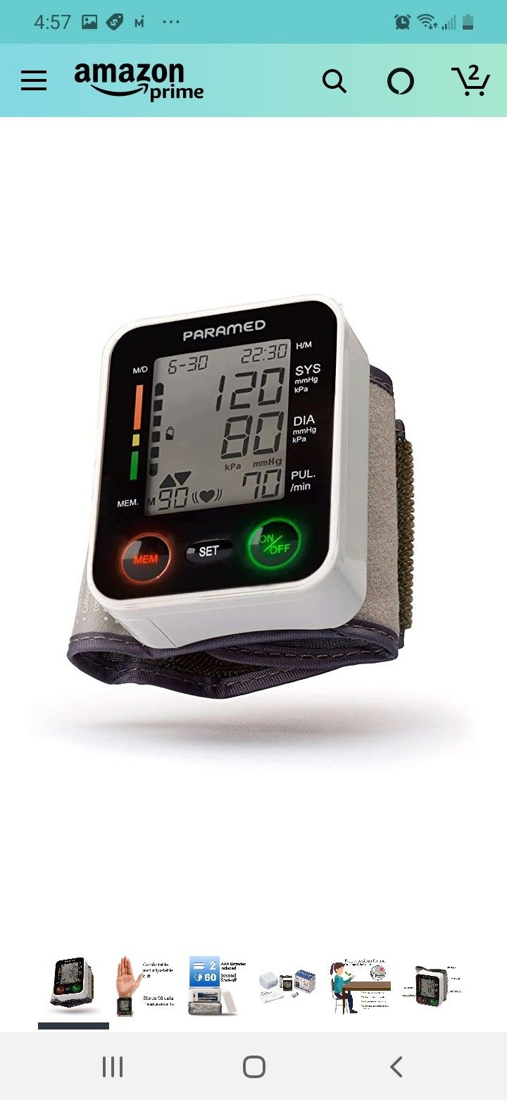 PARAMED Automatic Wrist Blood Pressure Monitor: Blood-Pressure Kit of Bp Cuff + 2AAA and Carrying case - Irregular Heartbeat Detector & 90 Readings Me