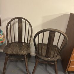2 Vintage Antique Spindle Back Chairs