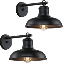 2-Pack Outdoor Wall Lights, Vintage Black Wall Sconces, Exterior Farmhouse Barn Light Fixtures, Indoor Wall Mount Lighting Fixtures, Anti-Rust Waterpr
