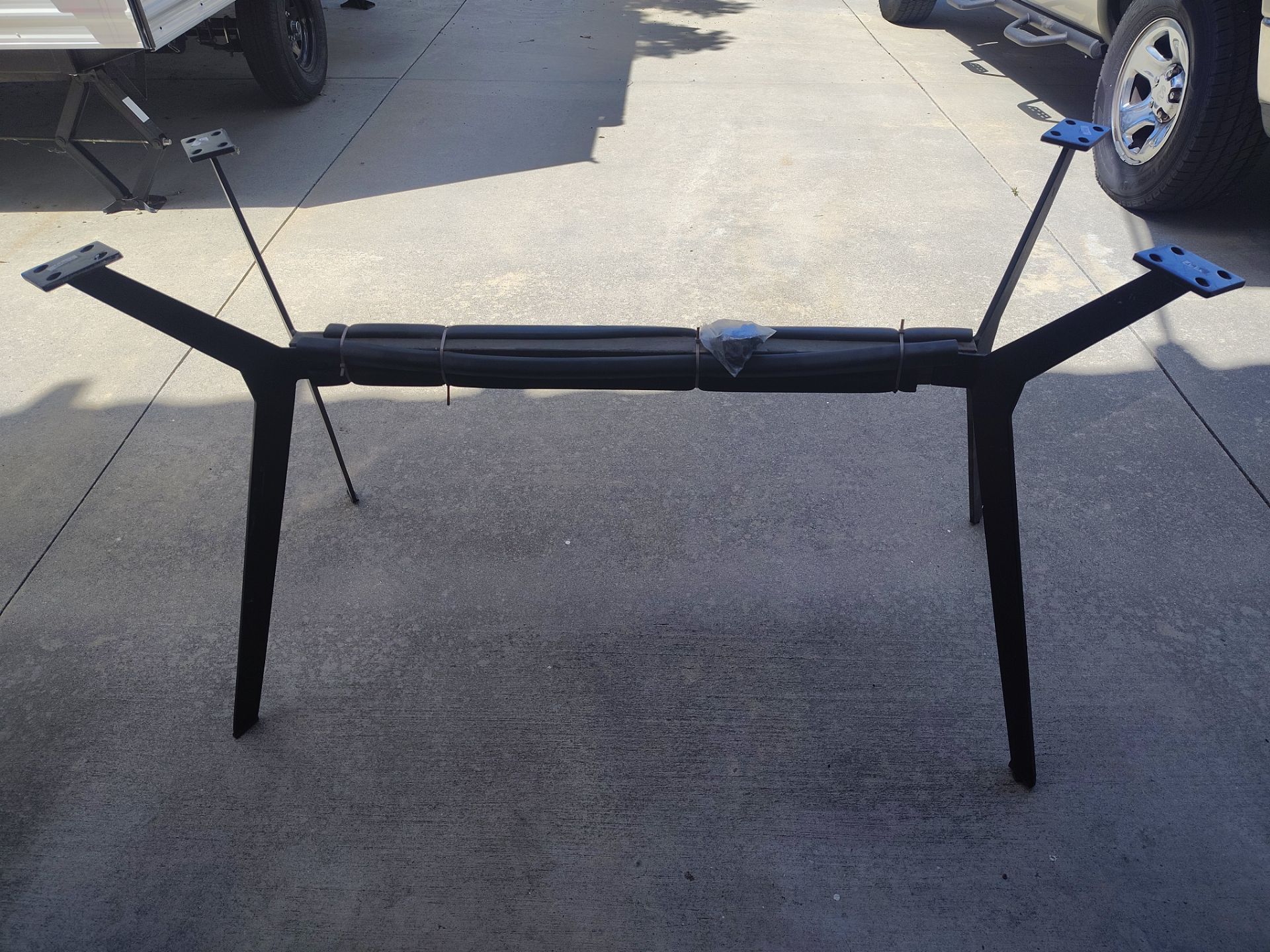 Black metal table base for counter height table