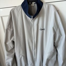 Izod Light Gray Windbreaker With Navy Accents