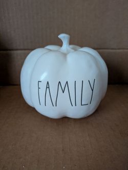 Rae Dunn by Magenta White Pumpkin FAMILY Ceramic Pumpkin Decoration