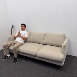 Marques Cobblestone White Fabric 84" Sofa | Loose Reversible Back - Can Deliver