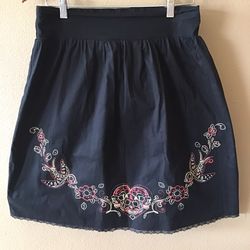 Rock Steady Retro Day Of Dead Sugar Skull Halloween Skater Skirt (XL)