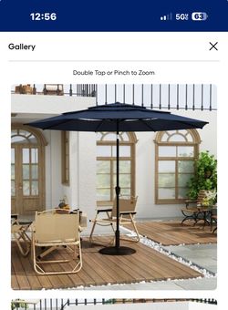 New in box Homsee Three-Tier Patio Umbrella with Crank Tilt Durable Structure and No Base Included 11-ft L x 11-ft W x 8-ft H Blue, 510007-01