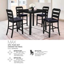 High Dining Set 5pcs Color Espresso
