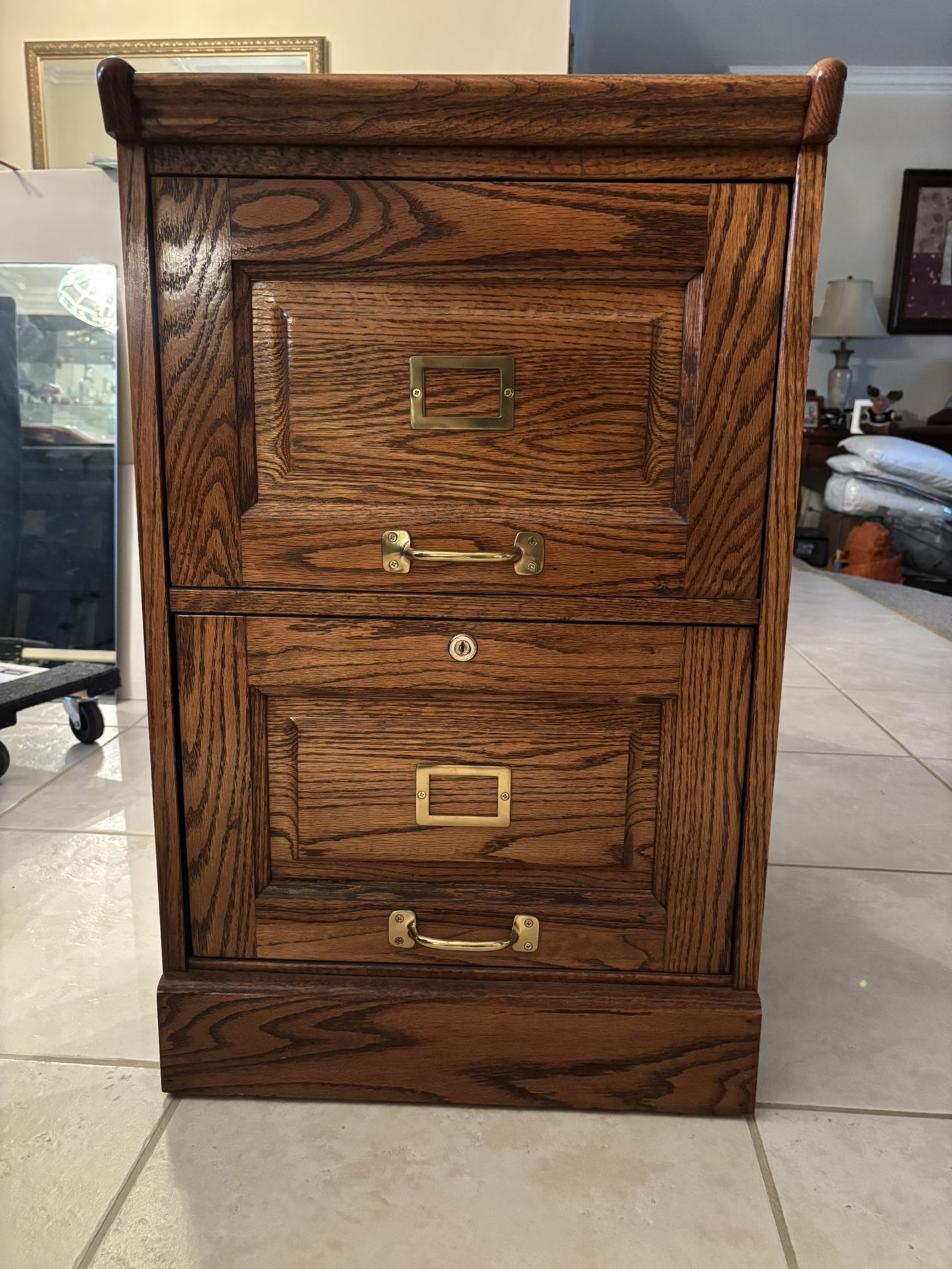 Oak Two Draw File Cabinet