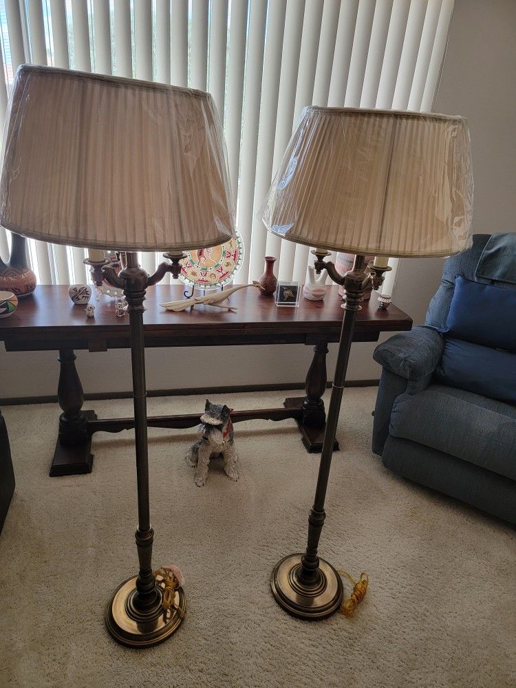 Vintage Pair Of Stiffel Floor Lamp 6 Way Brass