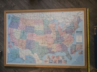 Large Framed US Map – Vintage American Map Corp (37 in)