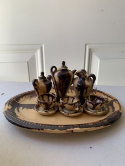 Miniature Mexican Border ware Tea Set Handmade