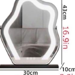 Vertical Vanity Mirror,Anti-Fog Large Circle Makeup Mirror, 3-Color Dimmable LED Light,Cloud Shaped Makeup Mirror with LED Light(Color:White