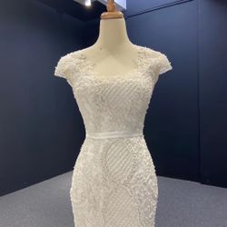 💯Hand Made Pearls Mermaid Style Wedding Dress